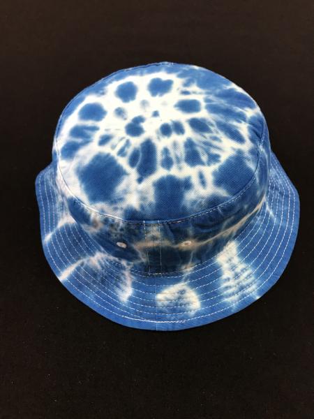 SIZE ADULT Blue and White Spiral Cotton Bucket Hat picture