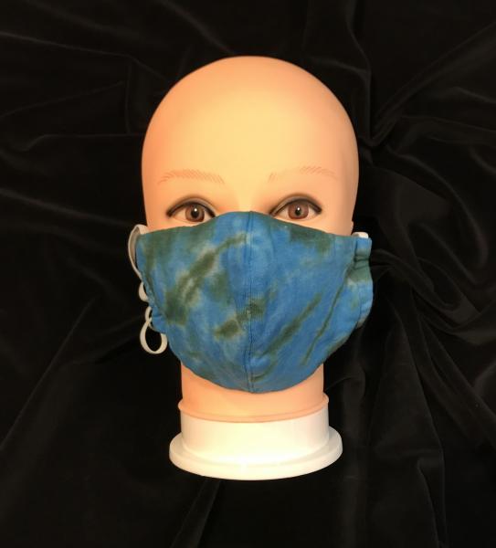 Sage and Baby Blue Krackle Knit Fitted Adjustable Mask picture