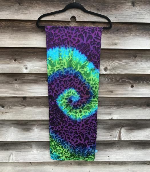 Large Floral Etched Blues and Purple Spiral Devore Scarf picture