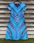SIZE LARGE Multi-Blue Zipper Short Sleeve Long Play Dress