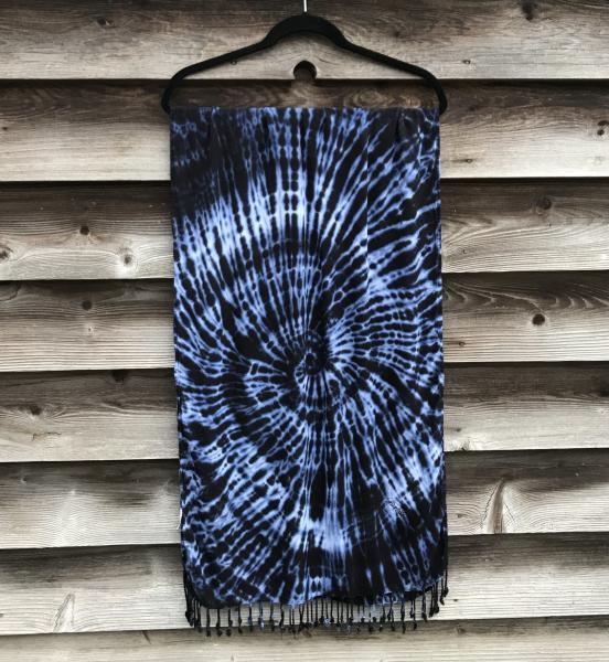 Black and White Jellybean Spiral Light Rayon Fringe Shawl picture