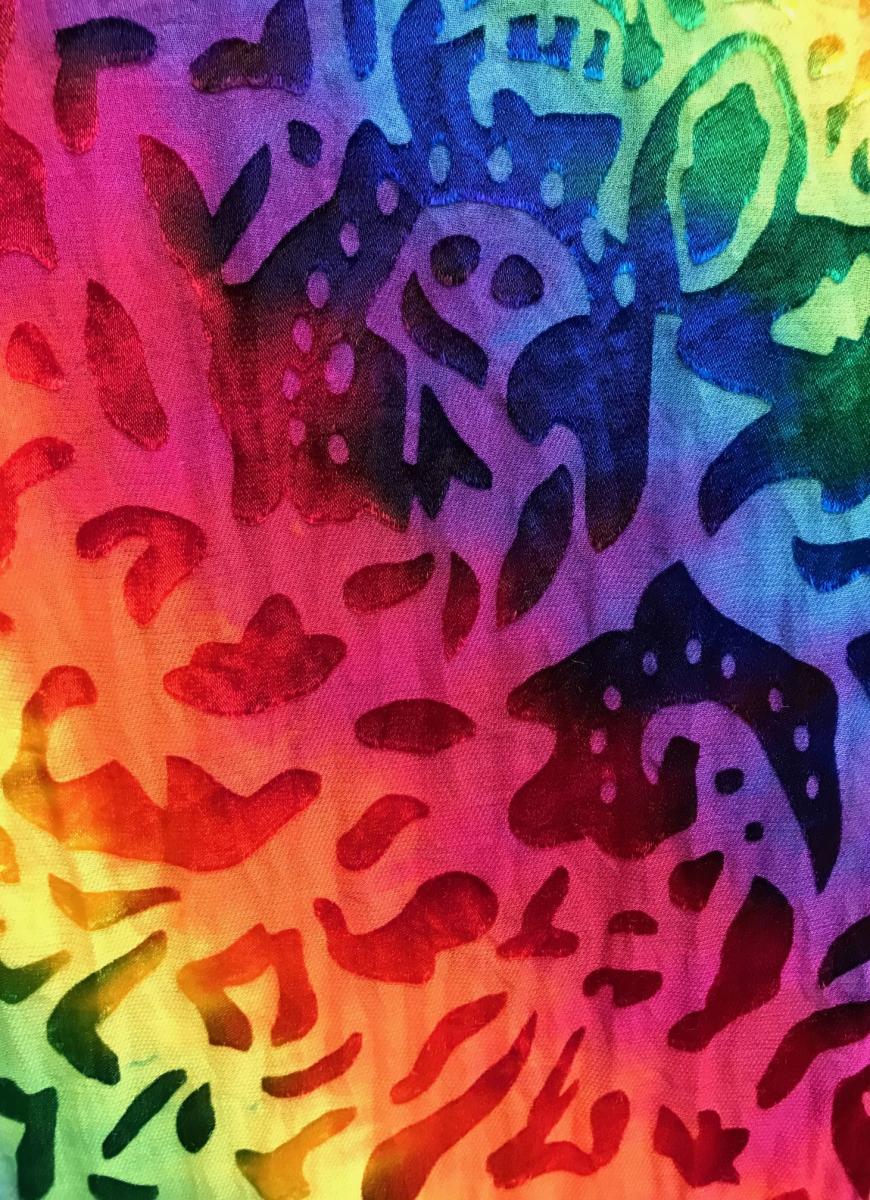 Small Floral Etched Rainbow Spiral Devore Scarf picture
