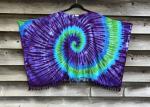 Blues And Purple Spiral Rayon Fringed Poncho