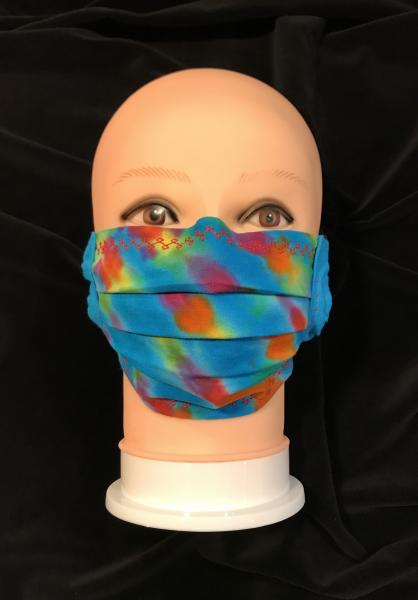 Rainbow and Turquoise Strata Adjustable Mask
