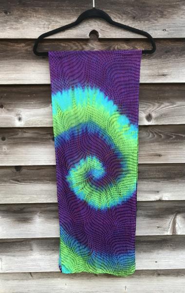 Large Dots Etched Blues and Purple Spiral Devore Scarf
