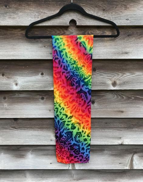 Small Floral Etched Rainbow Accordion Devore Scarf picture