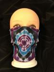Purple Blue and Black Mandala/Solid Blue 2 Piece Tie-On Mask