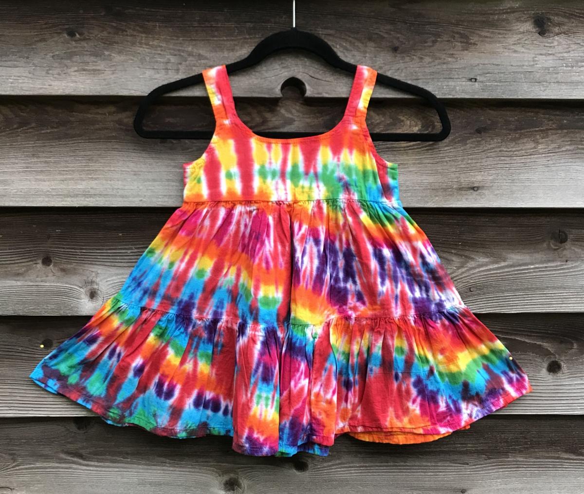 SIZE 4 Rainbow and Cherry Strata Girl's Gauzy Garden Dress picture