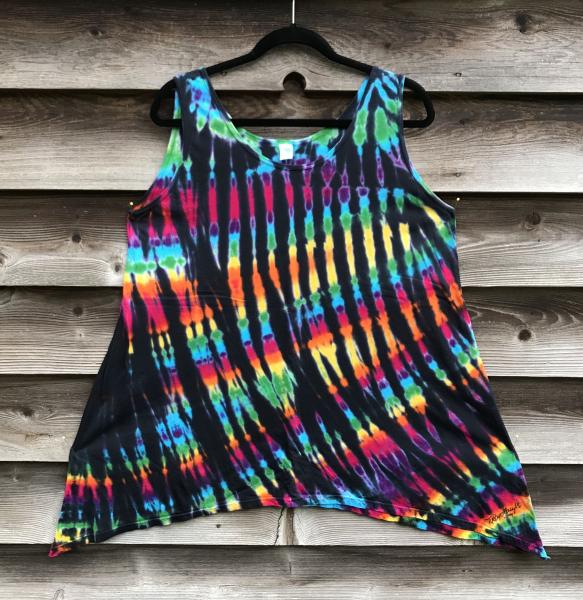 SIZE XL Rainbow and Black Strata Asymmetrical Tank Tunic