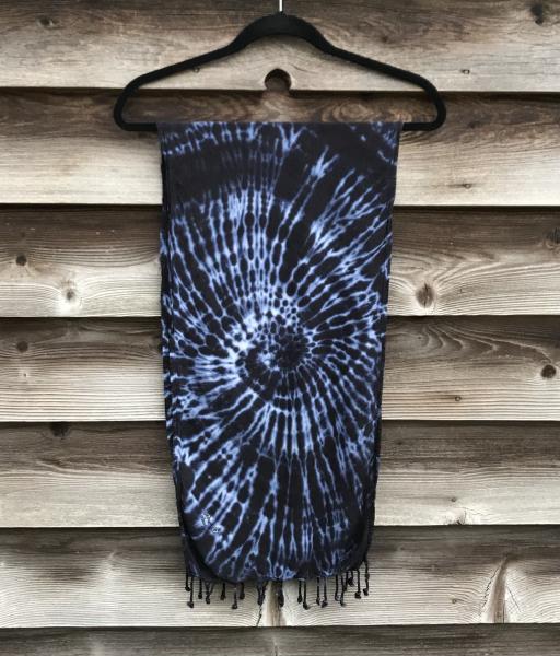 Black and White Jellybean Spiral Light Rayon Fringe Scarf picture