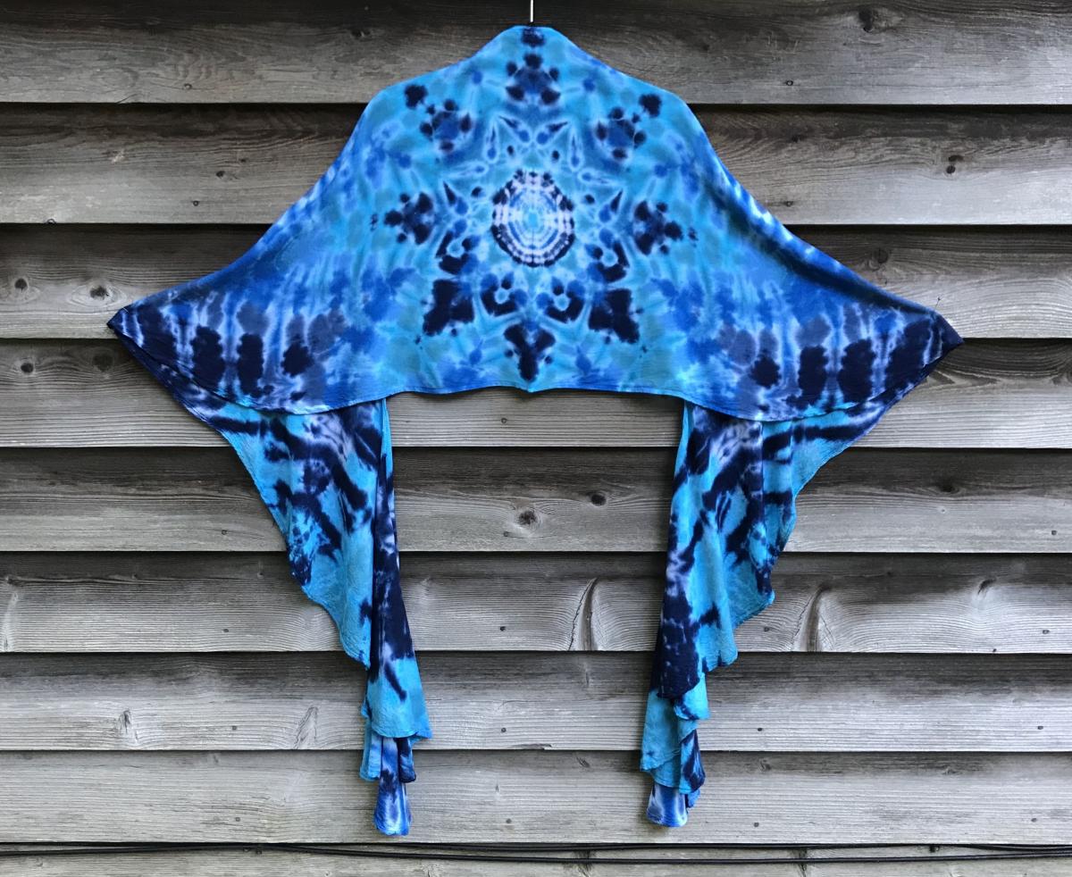 Multi-Blue Mandala Light Rayon Spiral Shawl picture