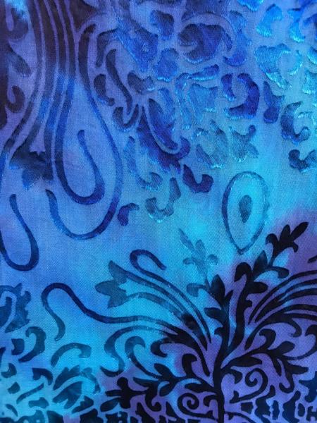 Large Art Nouveau Etched Multi-Blue Accordion Devore Scarf picture