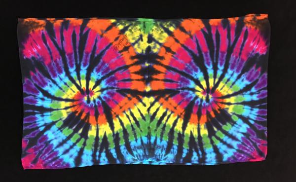 Rainbow and Black Double Spiral Light Rayon Circular Scarf picture