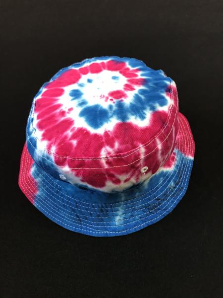 SIZE KID Blue and Fuschia Spiral Cotton Bucket Hat picture