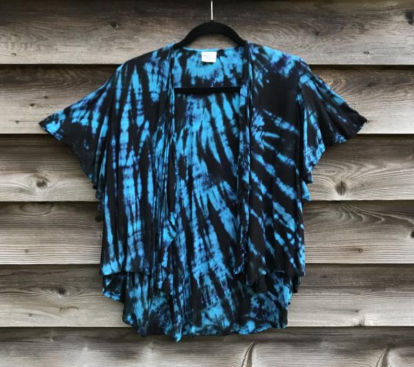 SIZE MEDIUM Turquoise and Black Strata Butterfly Jacket picture