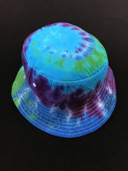 SIZE ADULT Blues and Purple Spiral Cotton Bucket Hat picture