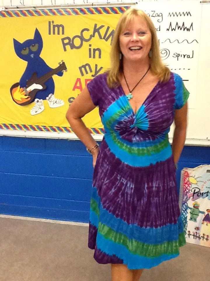 SIZE MEDIUM Blues and Purple Spiral Twisted Front Dress picture