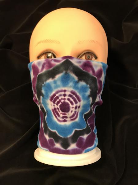 Purple Blue and Black Mandala/Solid Blue 2 Piece Tie-On Mask
