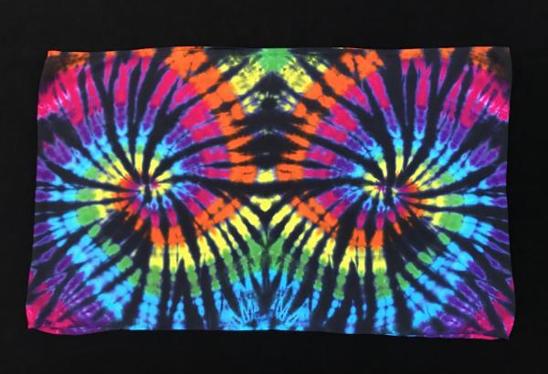 Rainbow and Black Double Spiral Light Rayon Circular Scarf picture