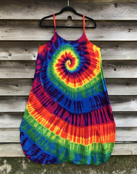 SIZE XL Rainbow Spiral Slip-On-Maxi Dress
