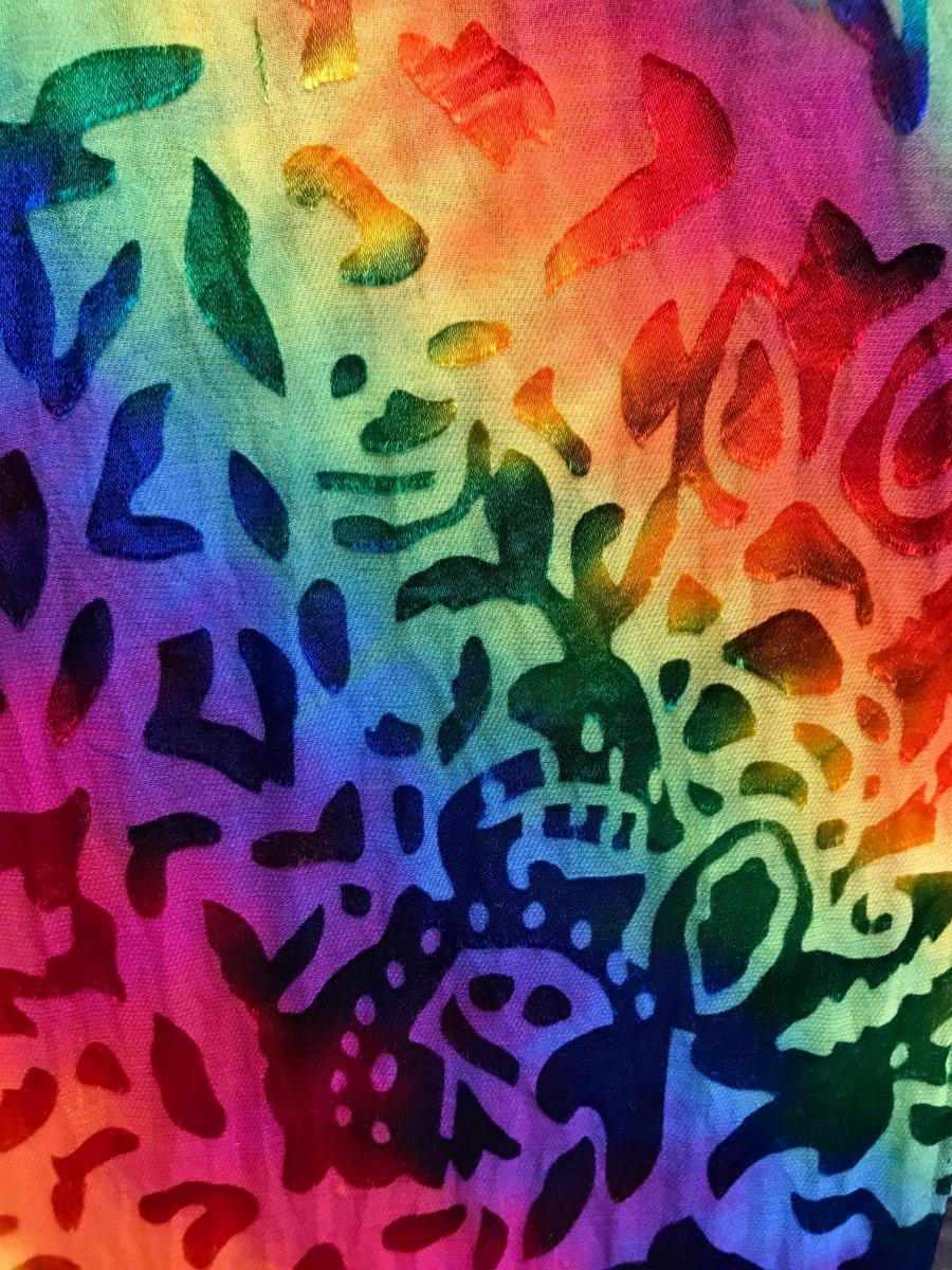 Small Floral Etched Rainbow Spiral Devore Scarf picture