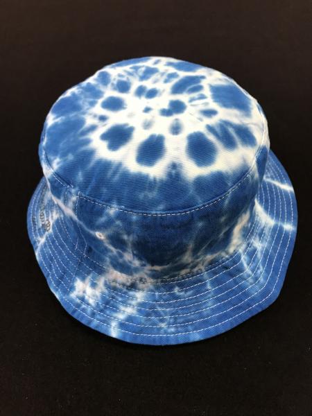 SIZE ADULT Blue and White Spiral Cotton Bucket Hat picture