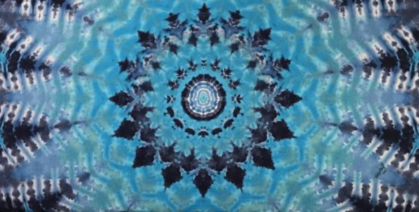 Multi-Blue Mandala Wheel Cotton Tapestry picture