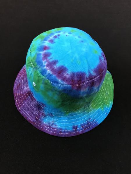 SIZE ADULT Blues and Purple Spiral Cotton Bucket Hat picture