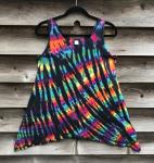 SIZE MEDIUM Rainbow and Black Strata Asymmetrical Tank Tunic