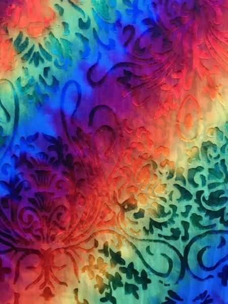 LARGE Art Nouveau Etched Rainbow Accordion Devore Scarf picture