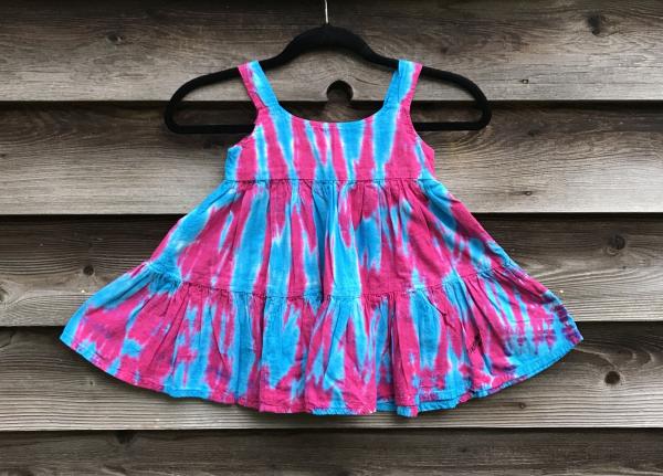 SIZE 2 Turquoise and Pink Strata Girl's Gauzy Garden Dress picture