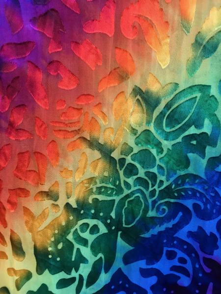 Large Floral Etched Rainbow Accordion Devore Scarf picture