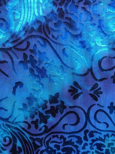 Large Art Nouveau Etched Multi-Blue Accordion Devore Scarf picture