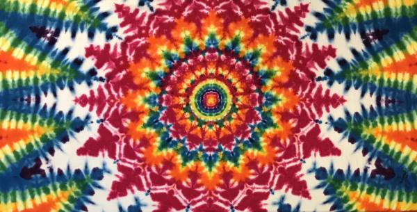 Rainbow and White Wheel Mandala Tapestry