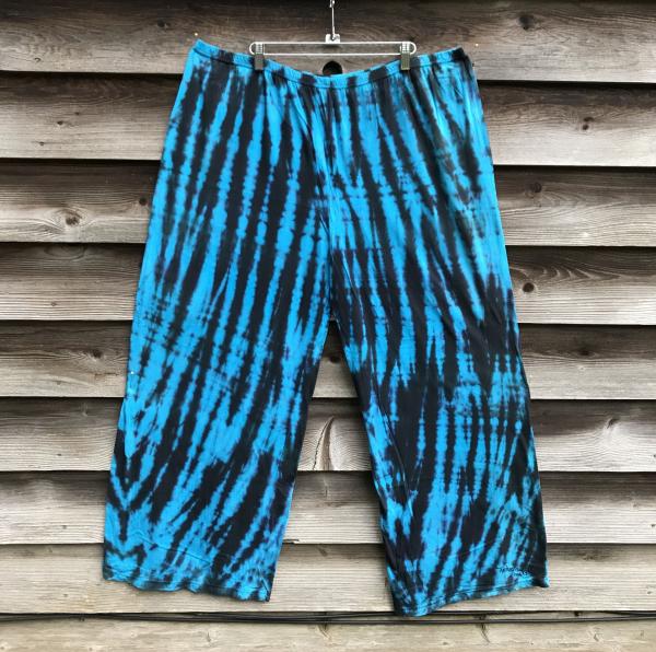 Size 2XL Turquoise and Black Strata Cotton Jersey Relaxed Pants