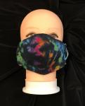 Rainbow and Black Krackle Knit Fitted Adjustable Mask