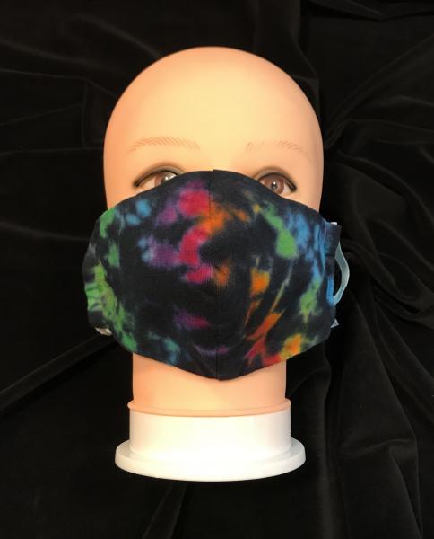 Rainbow and Black Krackle Knit Fitted Adjustable Mask picture