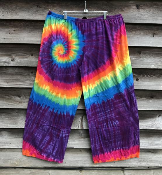 Size 2XL Rainbow Spiral with Purple Cotton Jersey Relaxed Pants picture