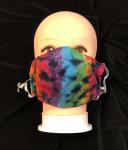 Rainbow and Black Krackle Knit Fitted Adjustable Mask