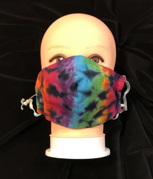 Rainbow and Black Krackle Knit Fitted Adjustable Mask