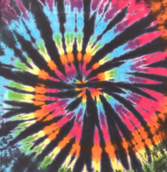 Rainbow and Black Spiral Bandana