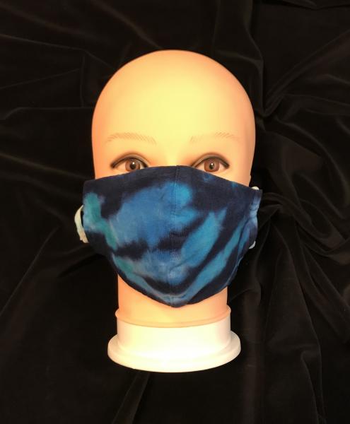 Multi-Blue with Indigo Knit Fitted Adjustable Mask