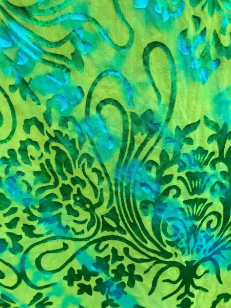 LARGE Art Nouveau Etched Turquoise and Green Accordion Devore Scarf picture