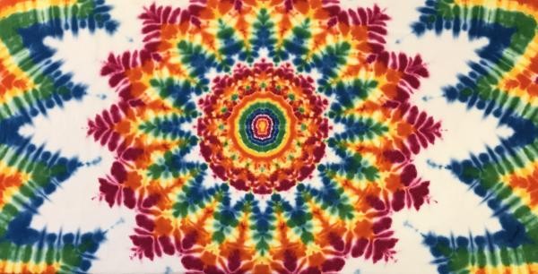Rainbow and White Wheel Mandala Tapestry