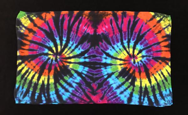 Rainbow and Black Double Spiral Light Rayon Circular Scarf picture