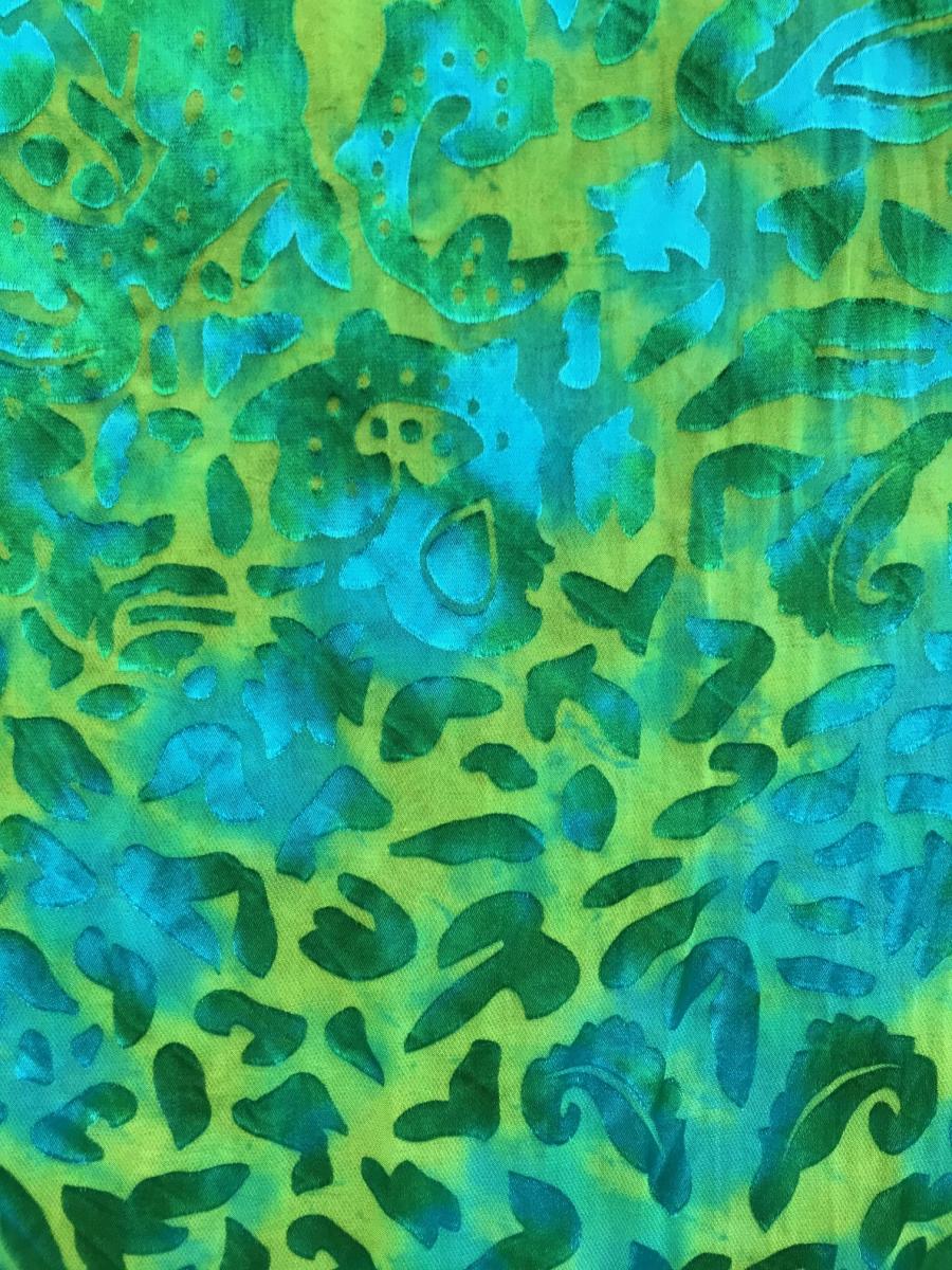 Large Floral Etched Turquoise and Green Accordion Devore Scarf picture