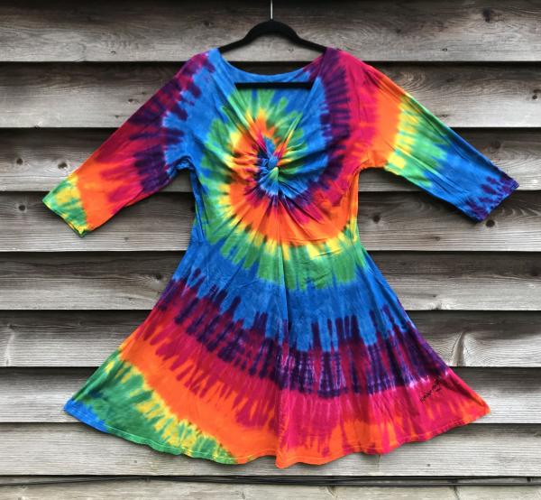 SIZE 2XL Rainbow Spiral Twisted Front 3/4 Sleeve Dress picture