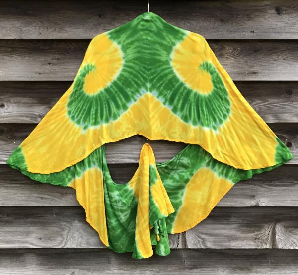 Green and Yellow Double Spiral Light Rayon Shawl picture