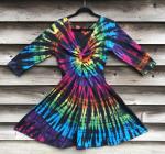 SIZE LARGE Rainbow and Black Twisted Front 3/4 Sleeve Dress