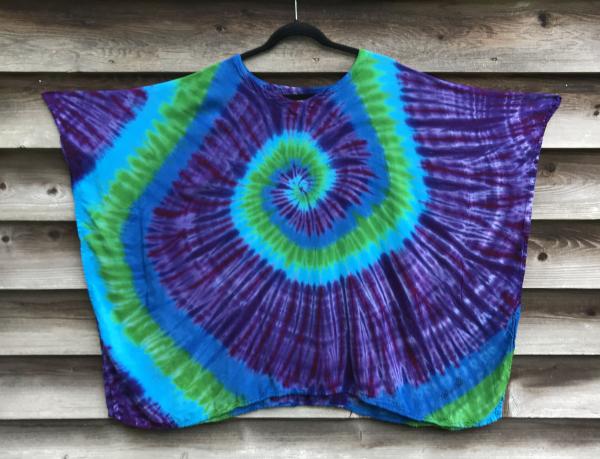One Size Blues And Purple Spiral Light Rayon Poncho picture